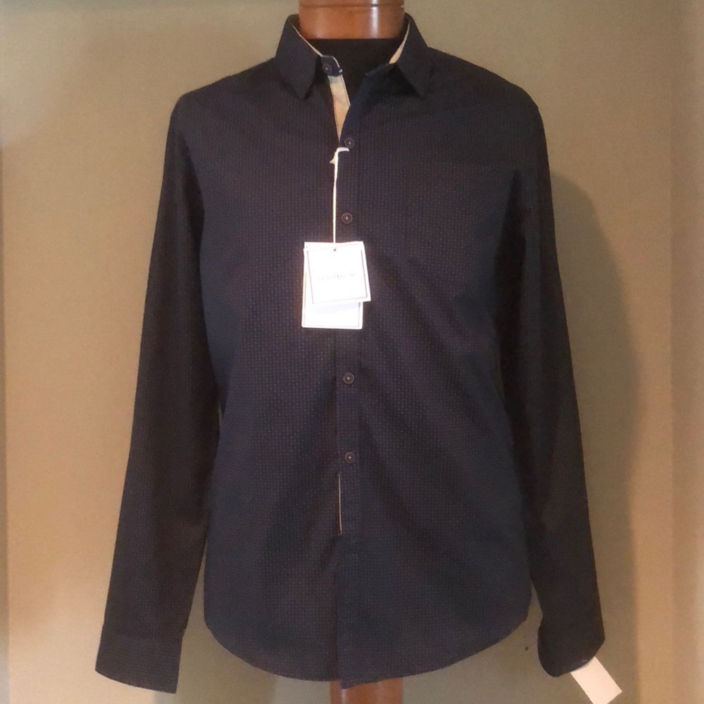 Navy Patterned Dress Shirt